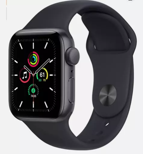 Apple Watch SE (GPS 44mm) (1st Gen) Model- A2352. Silver aluminum/ Ceramic Back