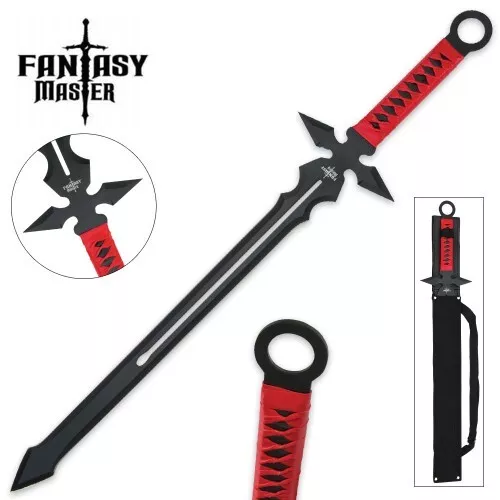 FANTASY MASTER BLACK & RED TWO-TONE BLADE, Short Sword with Sheath