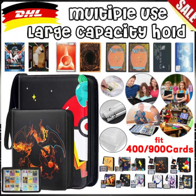 Zip PU Binder Sammelkarten Album Ordner für Pokemon Yugioh Magic 400/900 Karten