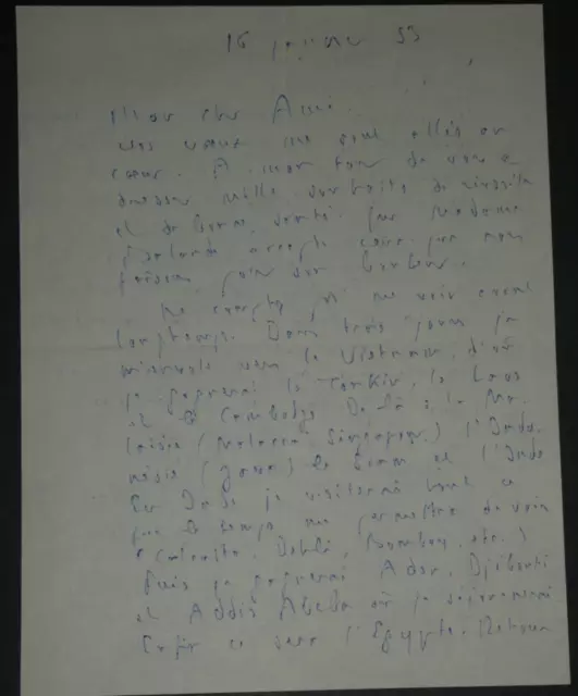 Maurice BEDEL - LETTRE AUTOGRAPHE SIGNÉE Son prochain voyage, 2 pages, 1953