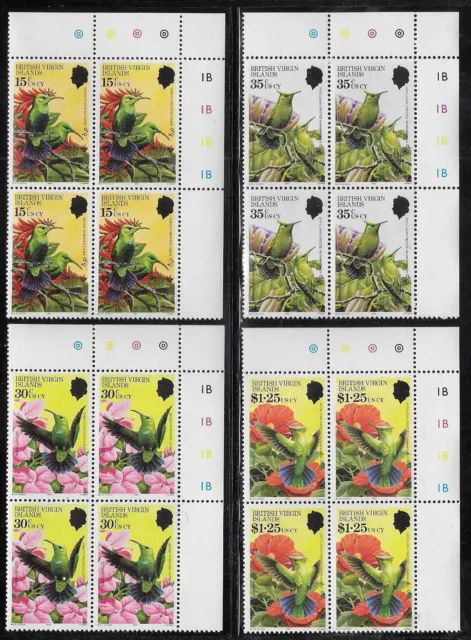 Virgin Islands 1982 Hummingbirds Set MNH Sc#422-25 Plate Blocks CV $24.50 -ow124