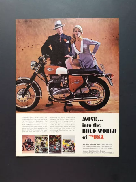 1968 BSA 650 Spitfire MK IV Motorcycle - Original Vintage Full Page Color Ad