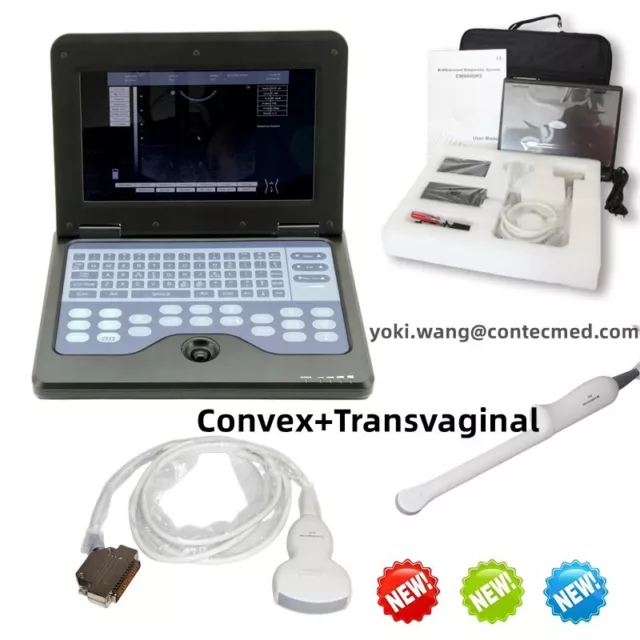 CONTEC CMS600P2 Laptop Ultrasound Scanner Digital Convex+Transvaginal 2 Probes
