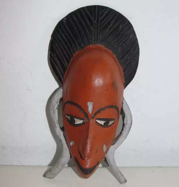Beautiful African Baule Guro Passport Mask Hand Carved Earrings Tribal Artwork