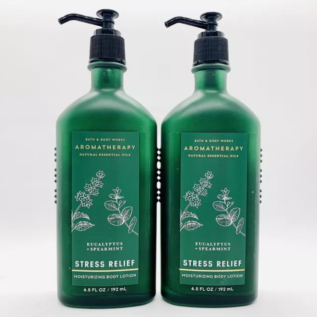 2 BATH & BODY WORKS AROMATHERAPY STRESS RELIEF EUCALYPTUS SPEARMINT LOTION 6.5oz