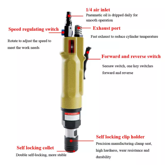 Pneumatic Tapping Machine M3-M12 Air Drill Tapper Tool + 6pc Chucks 400/700RPM 3