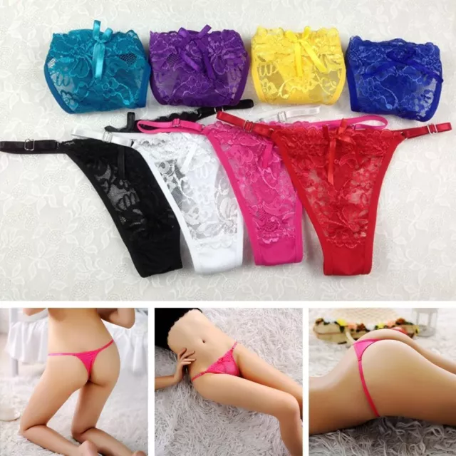 Thin Band Adjustable Waist Bowtie Underwear T-Back Underwear Lace Underwear