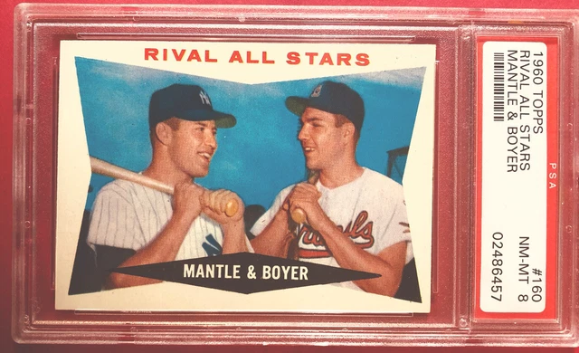 1960 Topps #160 Mickey Mantle and Ken Boyer PSA 8 Nr Mt Mt HOF 1960 Topps #160 Mickey Mantle and Ken Boyer PSA 8 Nr Mt Mt HOF