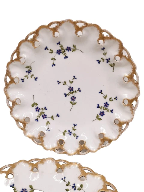 Lot De 2 Broches Anciennes En Porcelaine De Limoges + 2 Plaques - Occasion Doré