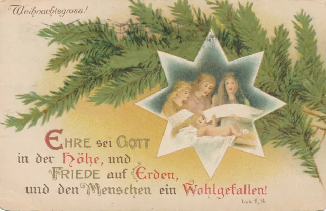 CHRISTMAS - Weihnachtsgruss Christmas Greeting Watching Baby - 1910