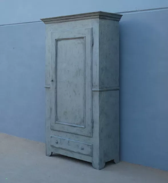 Armadio bonnetiere stipo piemontese ad un'anta laccato Shabby Chic, L 119 cm!