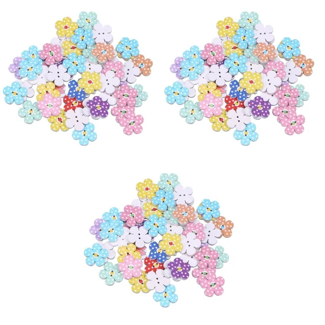 150 Pcs Bouton En Bois Forme De Fleur Boutons Enfants Fleurs Bébé Self Made
