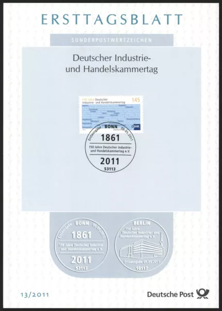 Ersttagsblatt ETB 13/2011 - "150 Jahre Deutsche Industrie- und Handelskammer"