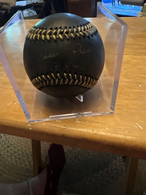 Pete Rose Autographed Black Rawlings Baseball With Inscription Pete Rose Autographed Black Rawlings Baseball With Inscription