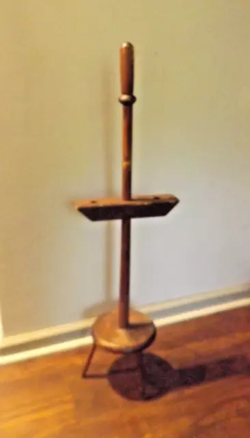 Primitive Antique Wood Adjustable Candle Holder Stand no pin Tripod Footed ~36"