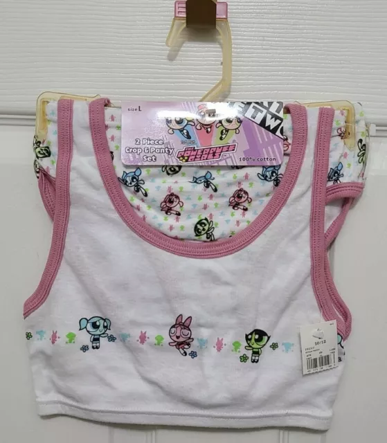 Vintage NOS 2000 Powerpuff Girls 2 Piece Set Crop Top/Bra & Panty Set Girls Sz L