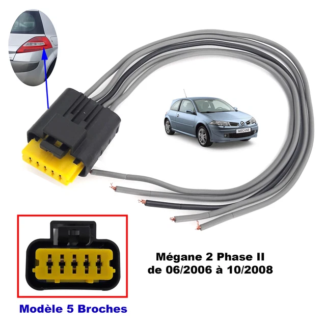 MangWany Lot de 2 connecteurs de faisceau de câbles pour feu arrière Clio 2 Espace 3 Kangoo 1 Scenic 1 Logan Douille de feu arrière Prise de raccordement