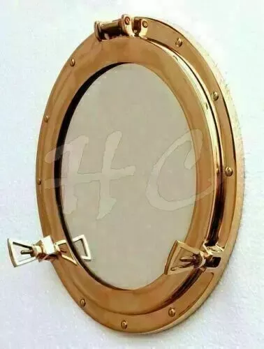 Solid Brass Antique Porthole 15" Maritime Nautical Ship Boat Window Wall Mirror 3