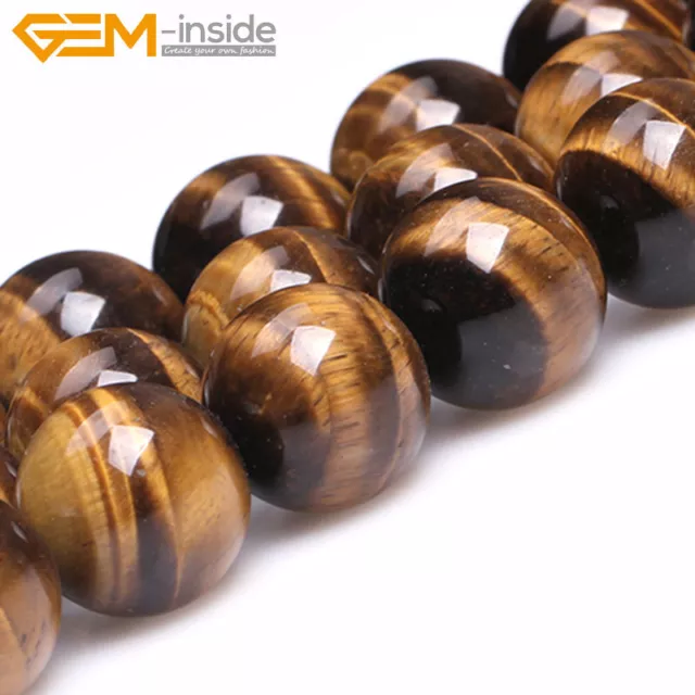 Natural Tiger's Eye Gemstone Round Loose Spacer Beads For Jewellery Making 15"UK