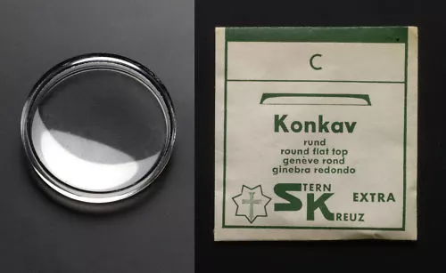 Kleine UHRENGLÄSER: KONKAV - C / Kunststoff: Größen-Auswahl von 10,2 bis 18,6 mm