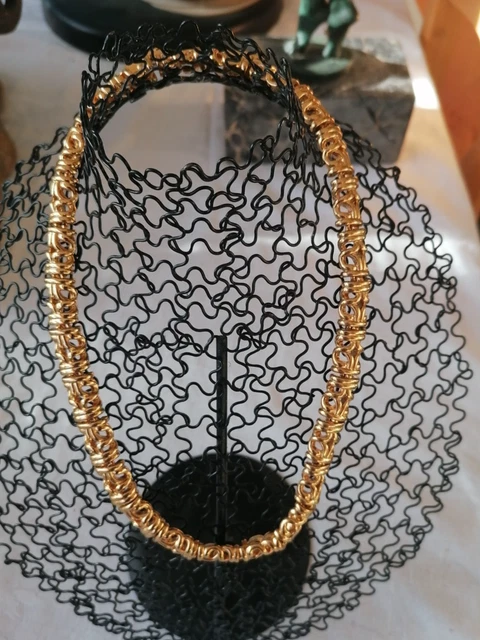 Collier Plastron Vintage Ras Du Cou Signé Trifari - Double Chaîne Plaqué Or 37.5cm | Occasion