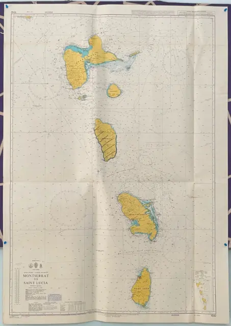 Admiralty 1042 West Indies-Lesser Antiles Montserrat To Saint Lucia Vintage Map