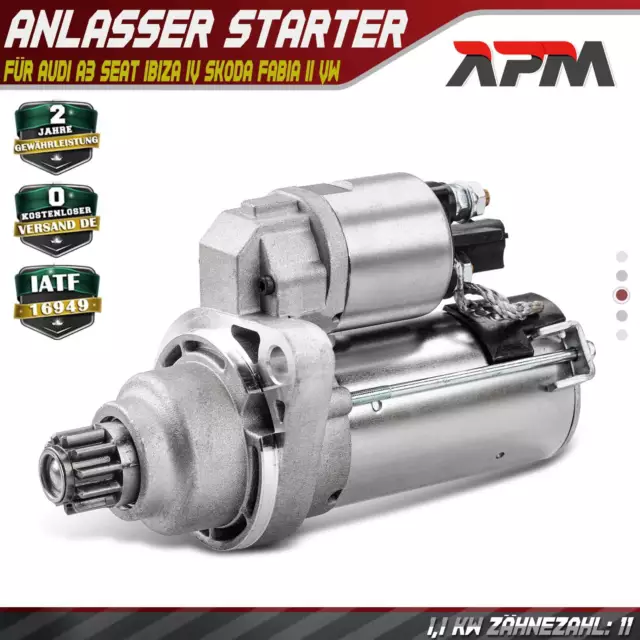 Anlasser Starter 1,1 KW für Audi A3 Seat Ibiza IV Leon Skoda Fabia II VW Beetle