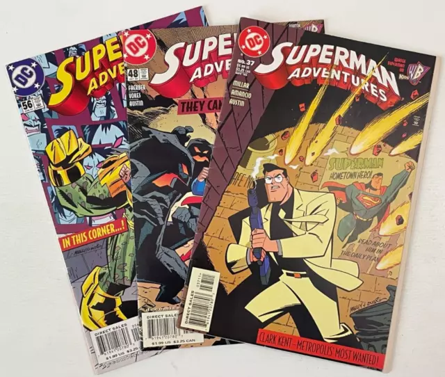 DC Comics SUPERMAN ADVENTURES (VOL 1) 3 BOOK LOT # 37 48 56 FN 1996