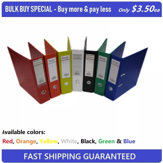 **BULK BUY SPECIAL** PVC Lever Arch 2 Ring Folder A4 Multi-Colors Only $3.50 ea
