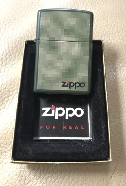 2011 ZIPPO Cigarette Lighter: Green Tile  Design Over Brass Case w/Box