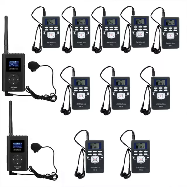 Wireless Assisted Listening Audio Tour Guide System 2 Transmitter 10 Receiver AU