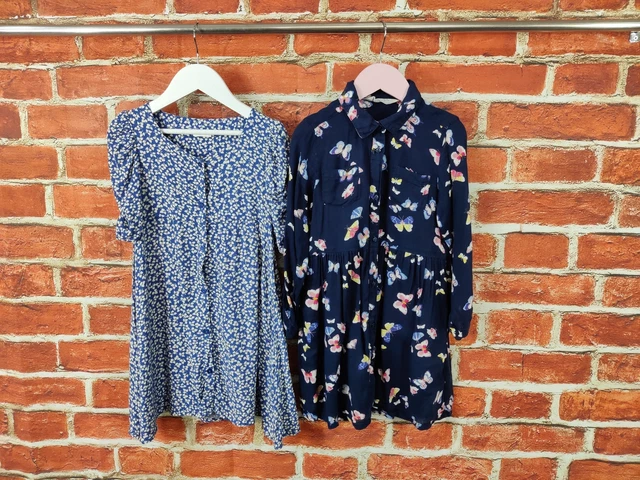 Girls Bundle Age 5-6 Years H&M Next Blue Summer Shirt Dress Set Butterfly 116Cm