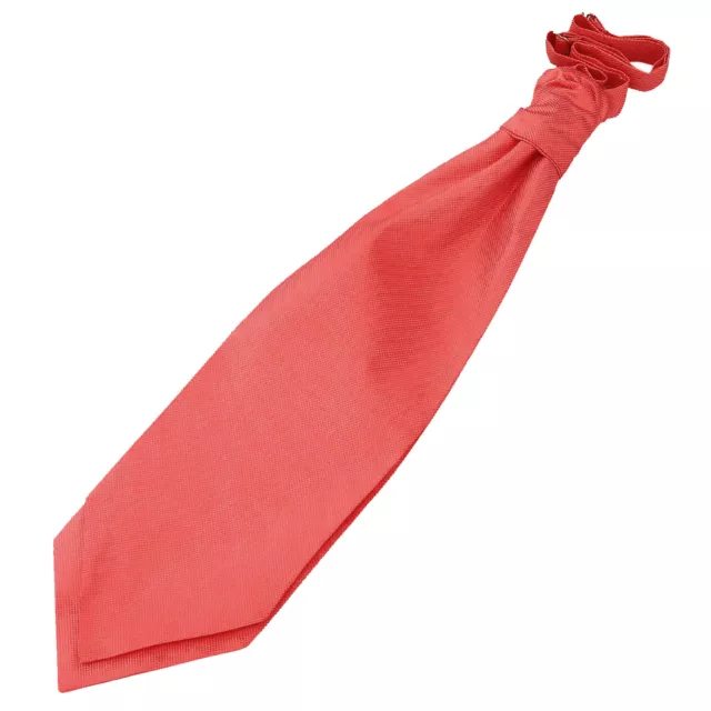 Coral Mens Pre-Tied Scrunchie Cravat Woven Plain Solid Check by DQT