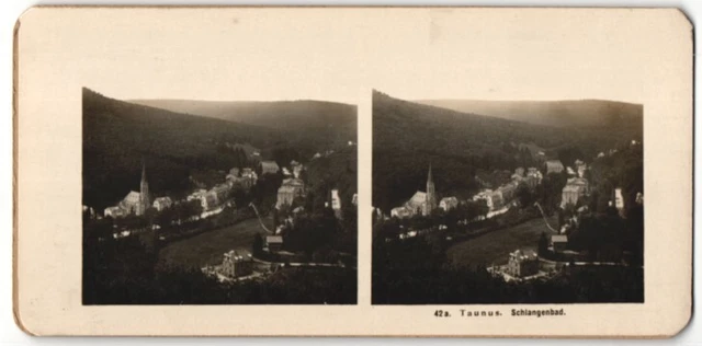 Stereo-Fotografie Fotograf unbekannt, Ansicht Schlangenbad / Taunus, Gesamtansi