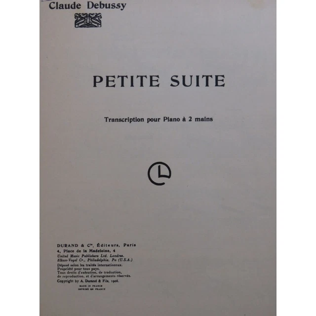 DEBUSSY Claude Petite Suite Piano 1955