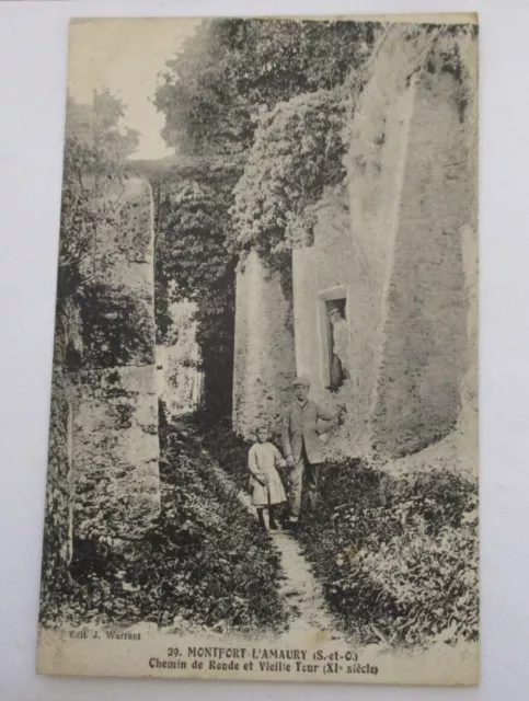 Cpa Dos Vert Yvelines 78 Montfort L'amaury Chemin De Ronde Et Vieille Tour