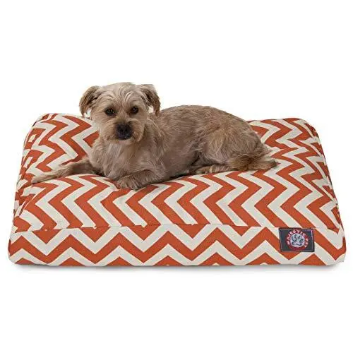 Burnt Orange Chevron Small Rectangle Indoor Outdoor Pet Dog Bed With Removabl...
