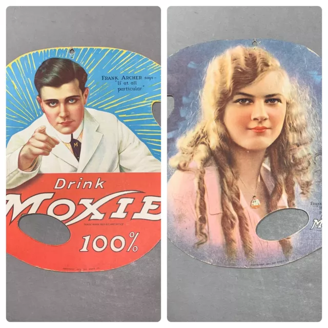 1923 Die Cut Moxie Advertising Hand Fan with Silent Film Star Eileen Percy