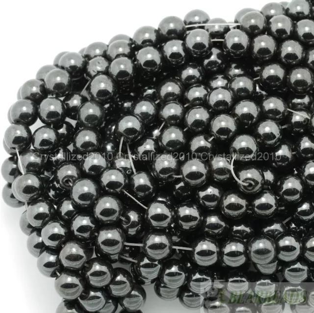 Natural MAGNETIC Hematite Gemstones Round Beads 4mm 5mm 6mm 8mm 10mm 12mm 16" 2