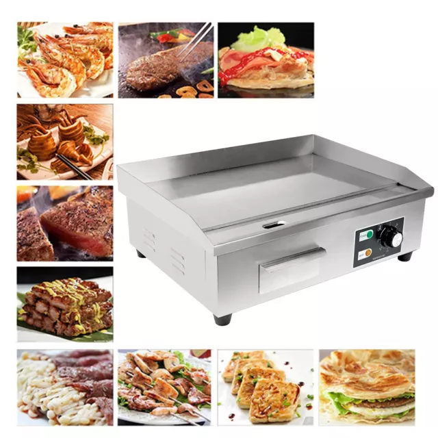 3000W Electric Griddle Grill Hot Plate Commercial Stainless Steel Countertop BBQ