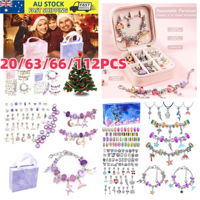 Beads Jewellery Charms Pendant Set DIY Craft Kids Girls Gift Bracelet Making Kit