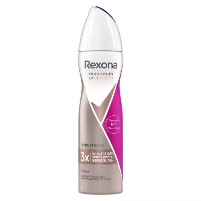 6x Rexona Anti-transpirant Déodorant Spray Maximum Protection Frais 150ml Femmes