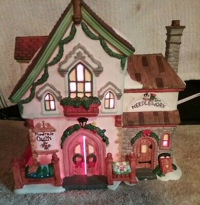 Santas Workbench Lighted Christmas Village - Patchworks Quilt Shoppe  2001
