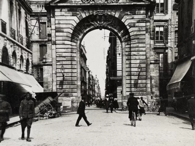 FRANCE Bordeaux Rue Porte-Dijeaux c1910 Photo Stereo Vintage Argentique