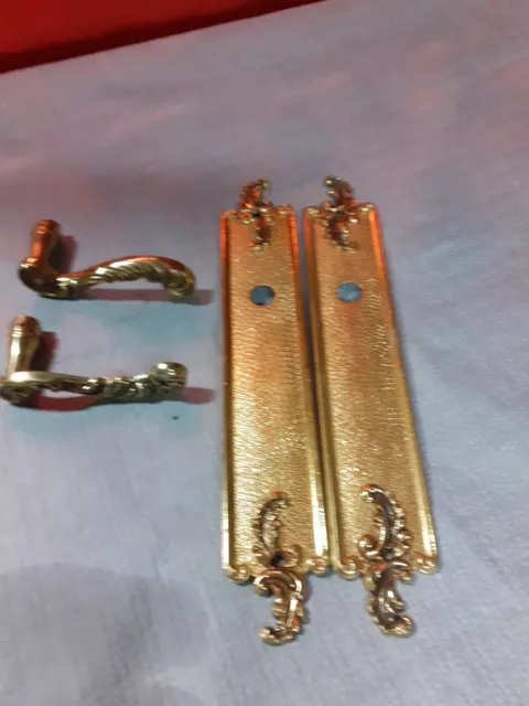 Ancien,Paire de Poignée et Plaque en Bronze,laiton,argenteArt Déco nouveau