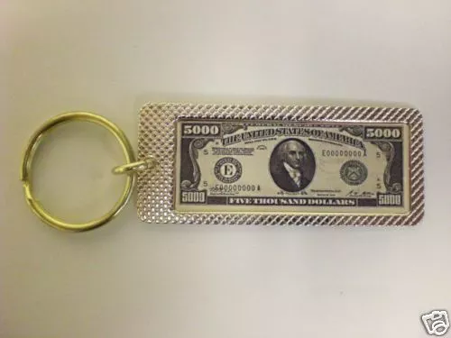 $100 Dollar Bills Charms Keychain - Money Keyring Bag Clip Women Men Gift  Gold