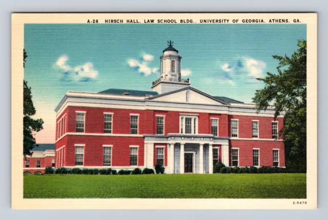 Athens GA- Georgia, Hirsch Hall, Law School Building, Antique, Vintage Postcard