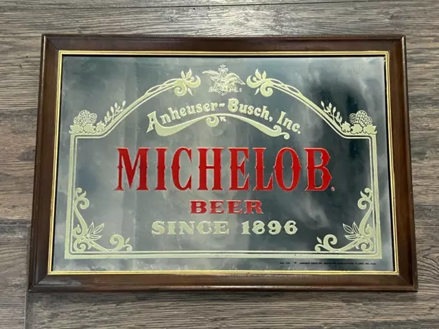 Vintage Anheuser-Busch Michelob Beer Since 1896 Framed Mirror Sign 18.5" x 26.5