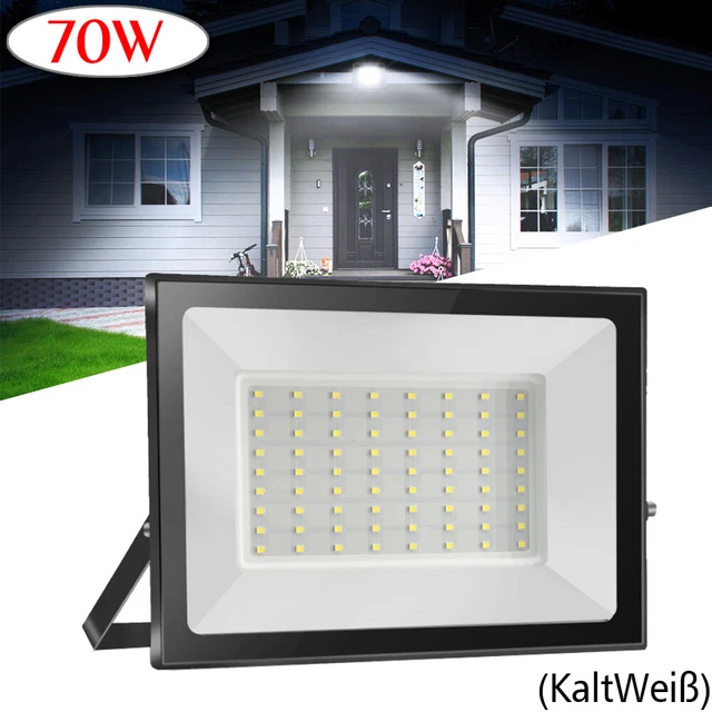 70W LED Fluter Flutlicht Strahler Scheinwerfer Außen Baustrahler Lampe Kaltweiß