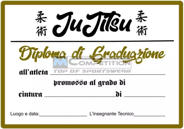 10 Diploma di graduazione Jujitsu Ju Jitsu Premiazione Cintura Arti Marziali
